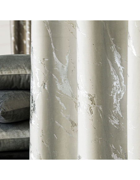 MARMA Zasłona gotowa na taśmie, szerokość 140cm x wysokość 250cm, kolor 021 pastelowy szary ze srebrnym nadrukiem na VELVI