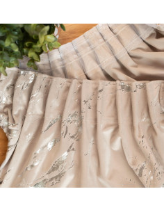 MARMA Zasłona gotowa na taśmie, szerokość 140cm x wysokość 250cm, kolor 015 ciemny kremowy ze srebrnym nadrukiem na VELVI 