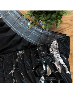 MARMA Zasłona gotowa na taśmie, szerokość 140cm x wysokość 250cm, kolor 111 czarny ze srebrnym nadrukiem na VELVI TD0037