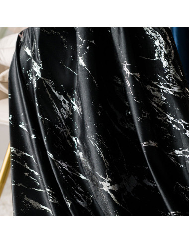MARMA Zasłona gotowa na taśmie, szerokość 140cm x wysokość 250cm, kolor 111 czarny ze srebrnym nadrukiem na VELVI TD0037