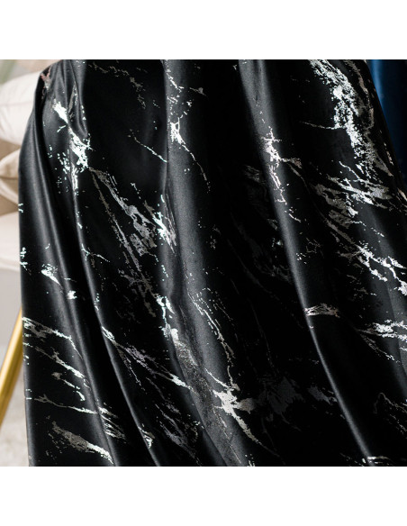 MARMA Zasłona gotowa na taśmie, szerokość 140cm x wysokość 250cm, kolor 111 czarny ze srebrnym nadrukiem na VELVI TD0037