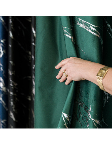 MARMA Zasłona gotowa na przelotkach, szerokość 140cm x wysokość 250cm, kolor 010 ciemny zielony butelkowy ze srebrnym nadru