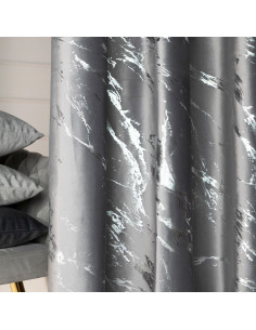MARMA Zasłona gotowa na taśmie, szerokość 140cm x wysokość 250cm, kolor 005 jasny szary ze srebrnym nadrukiem na VELVI TD0 2