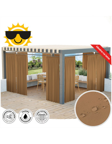 GARDENIA Zasłona gotowa na taśmie, szerokość 140cm x wysokość 220cm, kolor 008 ciepły brązowy TD0025