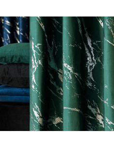 MARMA Zasłona gotowa na taśmie, szerokość 140cm x wysokość 250cm, kolor 010 ciemny zielony butelkowy ze srebrnym nadrukiem 2
