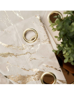 MARMA Zasłona gotowa na przelotkach, szerokość 140cm x wysokość 250cm, kolor 016 kremowy ze złotym nadrukiem na VELVI TD00 2