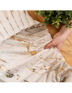 MARMA Zasłona gotowa na taśmie, szerokość 140cm x wysokość 250cm, kolor 016 kremowy ze złotym nadrukiem na VELVI TD0033