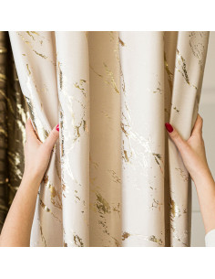 MARMA Zasłona gotowa na taśmie, szerokość 140cm x wysokość 250cm, kolor 016 kremowy ze złotym nadrukiem na VELVI TD0033 2