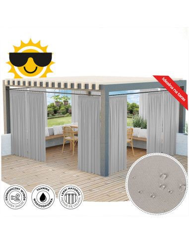 GARDENIA Zasłona gotowa na taśmie, szerokość 140cm x wysokość 220cm, kolor 794 beżowo szary TD0025