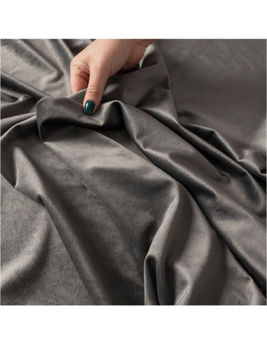 VELVI Zasłona gotowa na przelotkach, szerokość 140 x wysokość 250cm, kolor 006 ciemny szary antracytowy VELVI0