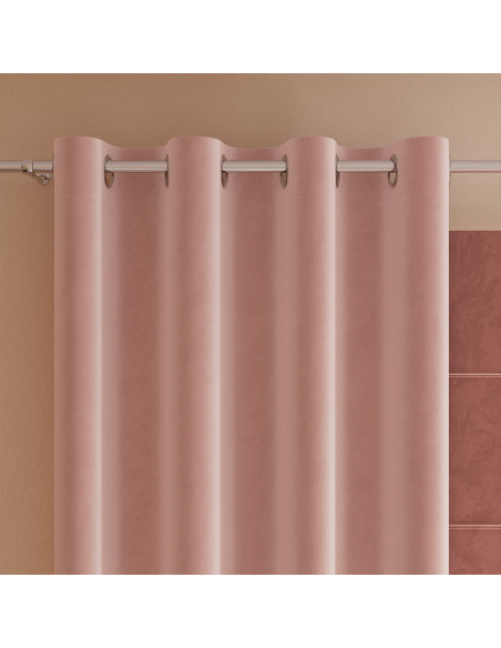 VELVI Zasłona gotowa na przelotkach, szerokość 140 x wysokość 250cm, kolor 004 pudrowy różowy VELVI0