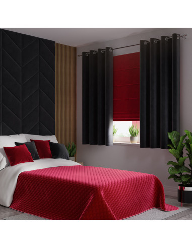 VELVI Zasłona gotowa na przelotkach, szerokość 140 x wysokość 160cm, kolor 111 czarny VELVI0