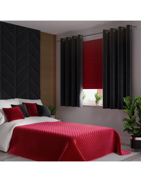 VELVI Zasłona gotowa na przelotkach, szerokość 140 x wysokość 160cm, kolor 111 czarny VELVI0