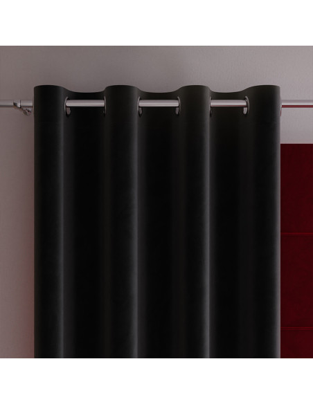 VELVI Zasłona gotowa na przelotkach, szerokość 140 x wysokość 160cm, kolor 111 czarny VELVI0