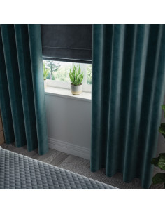 VELVI Zasłona gotowa na przelotkach, szerokość 140 x wysokość 230cm, kolor 008 ciemny turkusowy petrol VELVI0 2