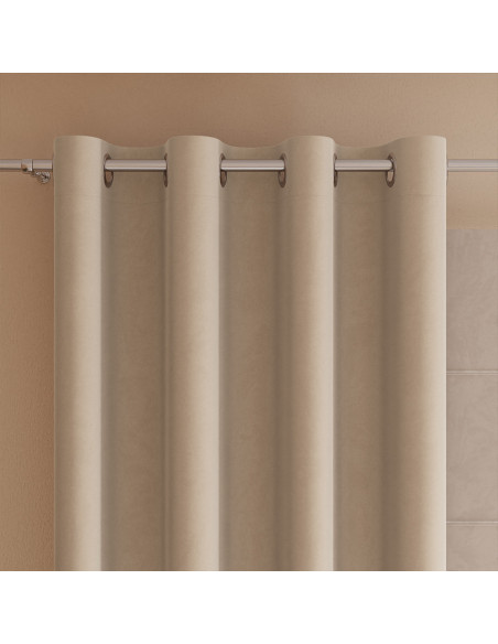 VELVI Zasłona gotowa na przelotkach, szerokość 140 x wysokość 260cm, kolor 003 jasny beżowy VELVI0
