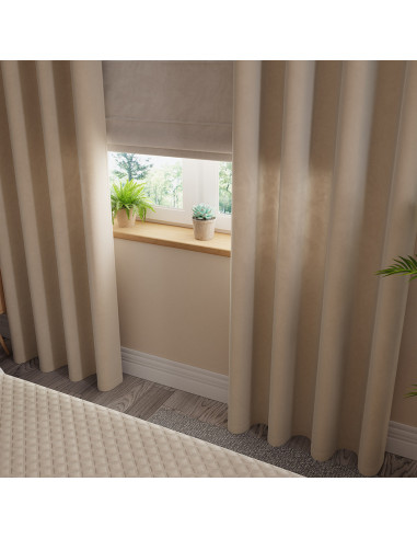 VELVI Zasłona gotowa na przelotkach, szerokość 140 x wysokość 260cm, kolor 003 jasny beżowy VELVI0