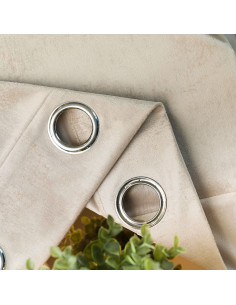 ELEONORA Zasłona gotowa na przelotkach, szerokość 140cm x wysokość 250cm, kolor 015 ciemny kremowy ze złotym nadrukiem na 