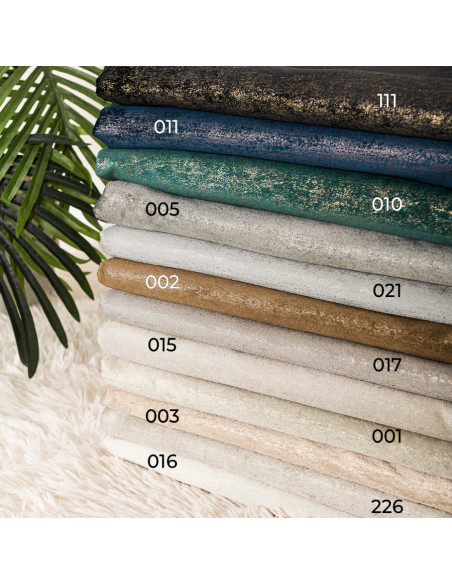 ELEONORA Zasłona gotowa na przelotkach, szerokość 140cm x wysokość 250cm, kolor 015 ciemny kremowy ze złotym nadrukiem na 