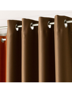 DONA Zasłona gotowa typu blackout na przelotkach, szerokość 140cm x wysokość 250cm, kolor 806 jasny ciepły brązowy TD0015