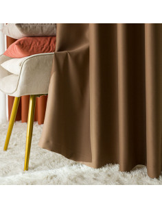 DONA Zasłona gotowa typu blackout na przelotkach, szerokość 140cm x wysokość 250cm, kolor 806 jasny ciepły brązowy TD0015 2