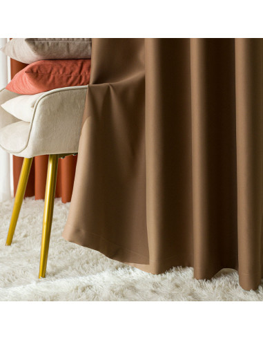 DONA Zasłona gotowa typu blackout na przelotkach, szerokość 140cm x wysokość 250cm, kolor 806 jasny ciepły brązowy TD0015