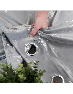 MARMA Zasłona gotowa na przelotkach, szerokość 140cm x wysokość 250cm, kolor 005 jasny szary ze srebrnym nadrukiem na VELVI 2