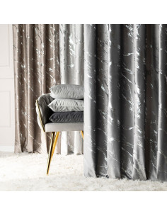 MARMA Zasłona gotowa na przelotkach, szerokość 140cm x wysokość 250cm, kolor 005 jasny szary ze srebrnym nadrukiem na VELVI