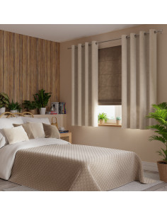 VELVI Zasłona gotowa na przelotkach, szerokość 140 x wysokość 160cm, kolor 015 ciemny kremowy VELVI0