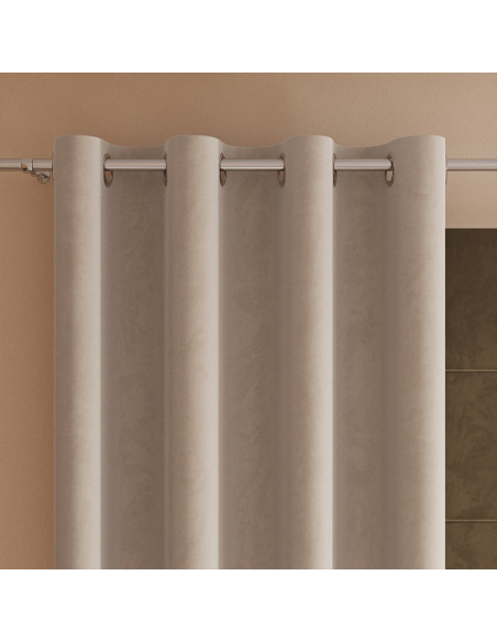 VELVI Zasłona gotowa na przelotkach, szerokość 140 x wysokość 160cm, kolor 015 ciemny kremowy VELVI0