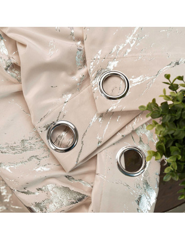 MARMA Zasłona gotowa na przelotkach, szerokość 140cm x wysokość 250cm, kolor 016 kremowy ze srebrnym nadrukiem na VELVI TD0