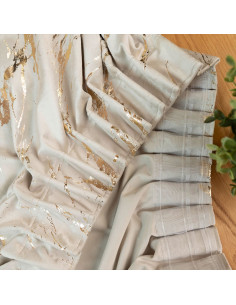 MARMA Zasłona gotowa na taśmie, szerokość 140cm x wysokość 250cm, kolor 226 jasny kremowy ze złotym nadrukiem na VELVI TD