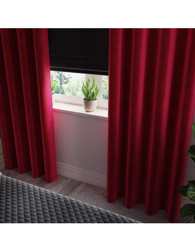 VELVI Zasłona gotowa na przelotkach, szerokość 140 x wysokość 240cm, kolor 043 czerwony VELVI0