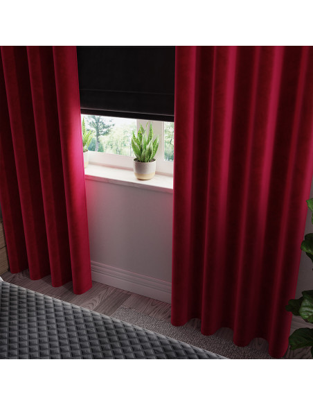 VELVI Zasłona gotowa na przelotkach, szerokość 140 x wysokość 240cm, kolor 043 czerwony VELVI0