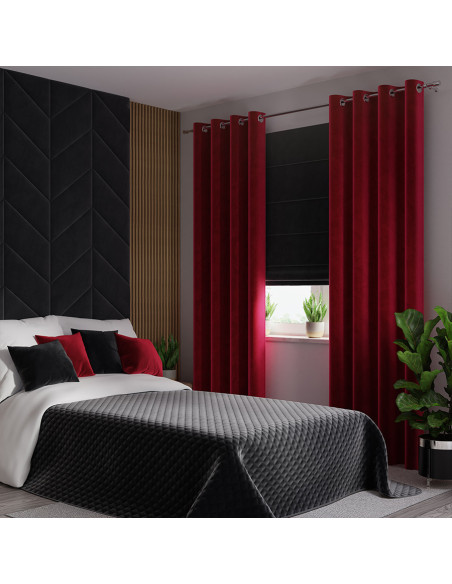 VELVI Zasłona gotowa na przelotkach, szerokość 140 x wysokość 240cm, kolor 043 czerwony VELVI0