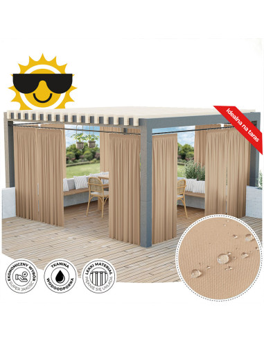 GARDENIA Zasłona gotowa na taśmie, szerokość 140cm x wysokość 250cm, kolor 004 nude TD0025