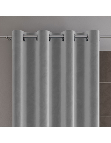 VELVI Zasłona gotowa na przelotkach, szerokość 140 x wysokość 230cm, kolor 022 chłodny szary VELVI0