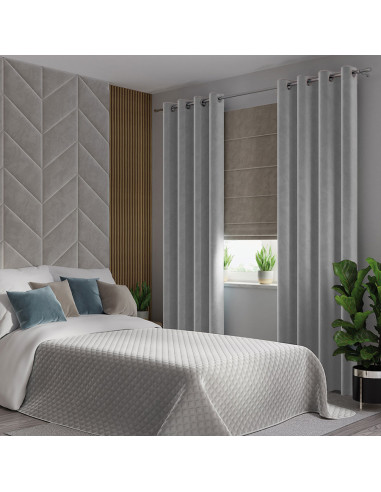 VELVI Zasłona gotowa na przelotkach, szerokość 140 x wysokość 230cm, kolor 022 chłodny szary VELVI0