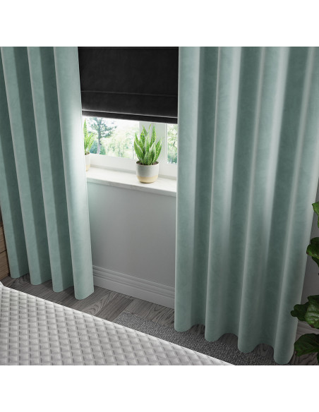 VELVI Zasłona gotowa na przelotkach, szerokość 140 x wysokość 250cm, kolor 007 miętowy VELVI0