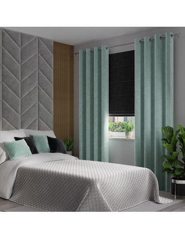 VELVI Zasłona gotowa na przelotkach, szerokość 140 x wysokość 250cm, kolor 007 miętowy VELVI0