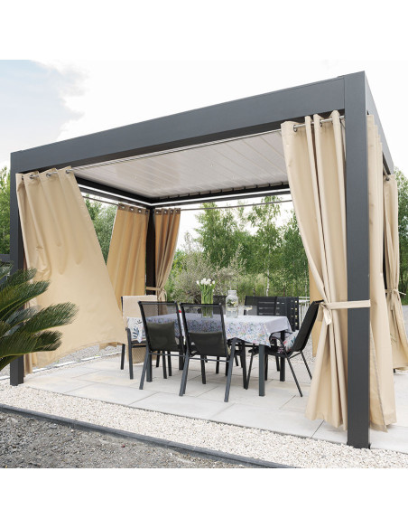 GARDENIA Zasłona gotowa na przelotkach, szerokość 140cm x wysokość 200cm, kolor 002 ciemny kremowy TD0025