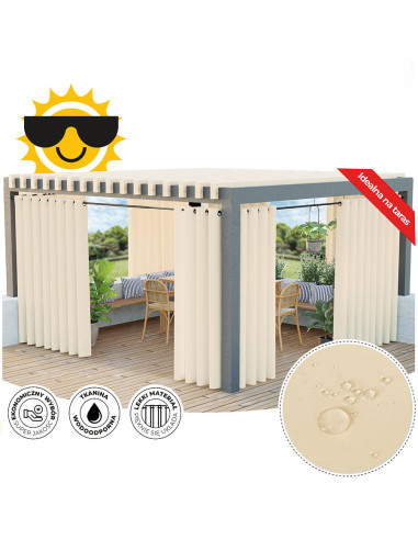 GARDENIA Zasłona gotowa na przelotkach, szerokość 140cm x wysokość 200cm, kolor 002 ciemny kremowy TD0025