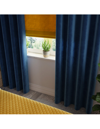 VELVI Zasłona gotowa na przelotkach, szerokość 140 x wysokość 230cm, kolor 011 granatowy VELVI0