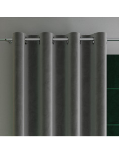 VELVI Zasłona gotowa na przelotkach, szerokość 140 x wysokość 240cm, kolor 006 ciemny szary antracytowy VELVI0
