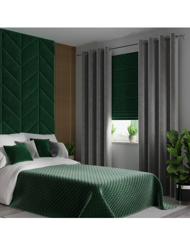 VELVI Zasłona gotowa na przelotkach, szerokość 140 x wysokość 260cm, kolor 006 ciemny szary antracytowy VELVI0