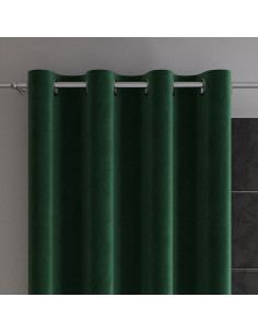 VELVI Zasłona gotowa na przelotkach, szerokość 140 x wysokość 160cm, kolor 010 ciemny zielony butelkowy VELVI0 2