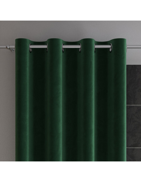 VELVI Zasłona gotowa na przelotkach, szerokość 140 x wysokość 160cm, kolor 010 ciemny zielony butelkowy VELVI0