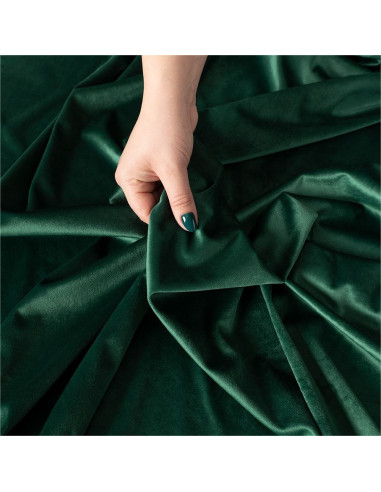 VELVI Zasłona gotowa na przelotkach, szerokość 140 x wysokość 160cm, kolor 010 ciemny zielony butelkowy VELVI0