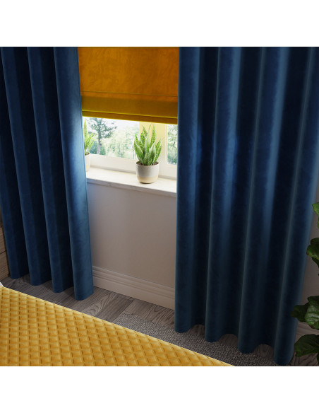VELVI Zasłona gotowa na przelotkach, szerokość 140 x wysokość 240cm, kolor 011 granatowy VELVI0
