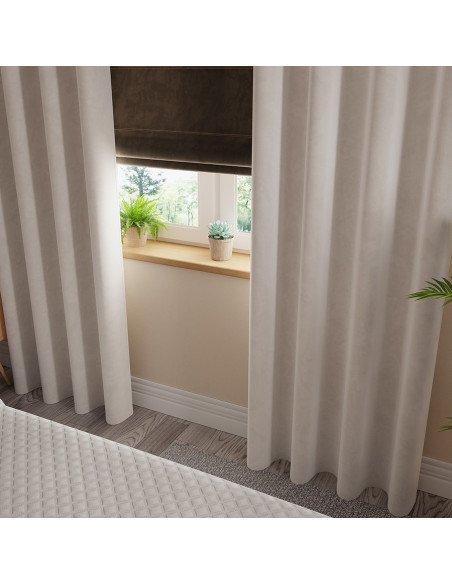 VELVI Zasłona gotowa na przelotkach, szerokość 140 x wysokość 260cm, kolor 018 ciepły jasny szary VELVI0
